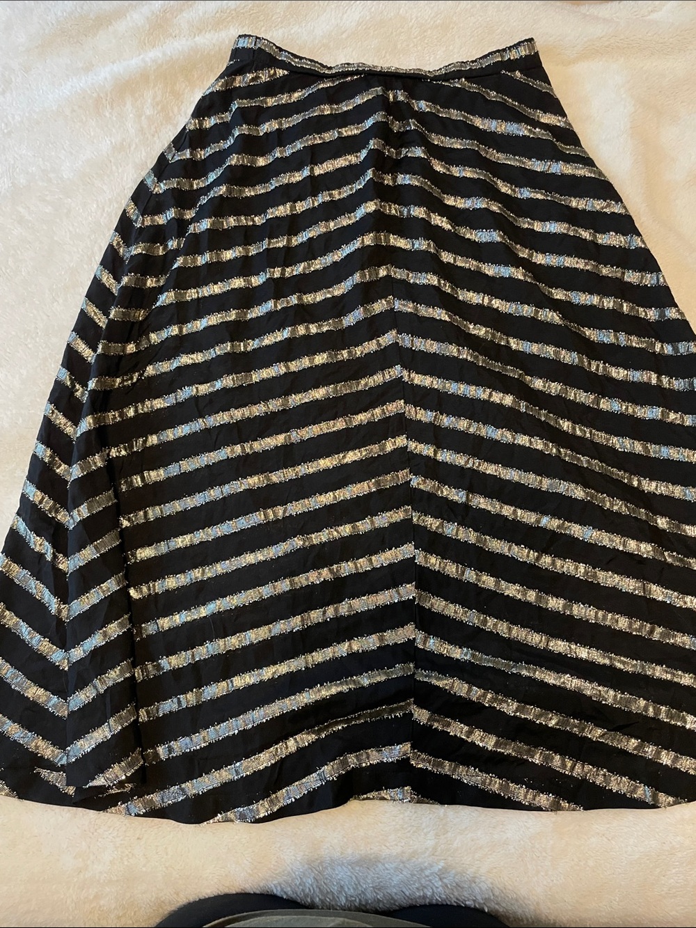 Alfani Black A-Line Skirt with Silver Stripes